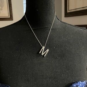 Elegant Silver 'M' Pendant Necklace